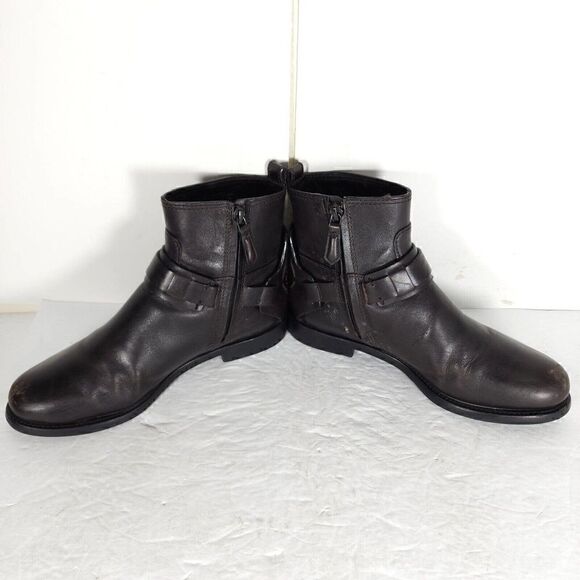 Tory Burch Women's Derby US 6M Brown Leather Flat Ankl Chelsea Bootie Boots - Picture 5 of 15